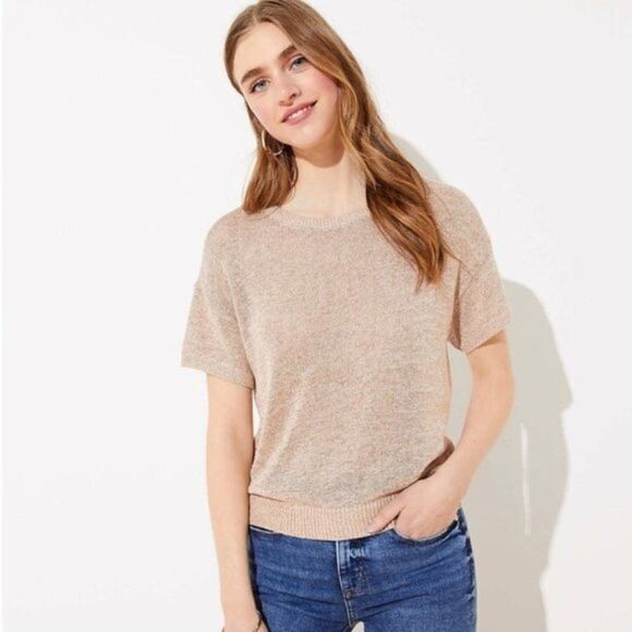 New! Loft Shimmer Dolman Sweater Tee, color:‎ Rose Gold - Picture 1 of 16